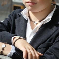 LEVI- collar personalizable cruz plata 11x14mm