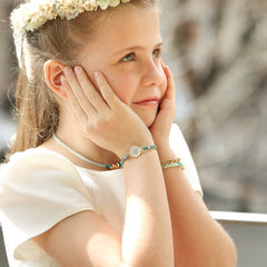 DULCE MARÍA scapular - 16mm gold medal bracelet with elastic