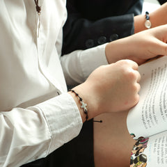 NOVA - pulsera rosario cruz de plata 10mm