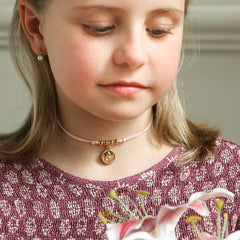 Escapulario CARMELO DOR - collar medalla dorada 14mm con cordón