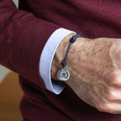 PAPI- pulsera personalizable medalla plata 16mm con cordón