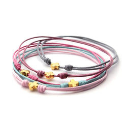 PACK of 5 Mini Golden Cross Bracelets