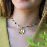 CASA DE ORO - collar medalla dorada 16x17mm con cordón