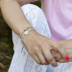 Escapulario VIRGEN DEL CARMEN - pulsera medalla de plata 17mm con calabrote