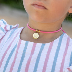 CIELITO G FLÚOR DOR - collar personalizable medalla dorada 15mm