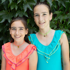 SUMMER CIELITO - Collar flúor medalla dorada personalizable 15mm