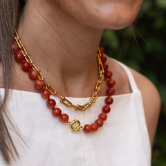 ZOE DOR MINI - collar piedras mini acero dorado