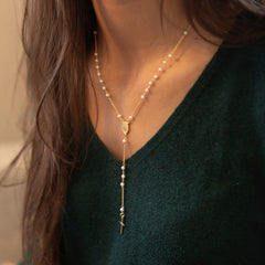 GAUDE - collar rosario dorado y perlas