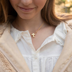 DAN DOR - Collar cruz personalizable dorada 10x13mm con cordón