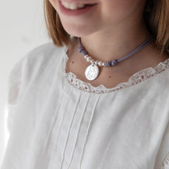 VIRGEN RAYITAS - 21mm silver medal necklace with cord