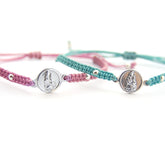 Escapulario CARMELO - pulsera medalla de plata 10mm con macramé