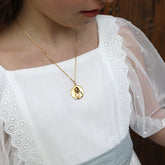 CORAZÓN DE MARÍA - collar medalla dorada 22mm con cadena