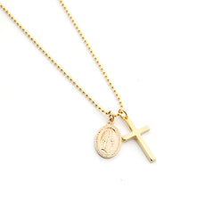 VIRGEN MILAGROSA CON CRUZ - cadena medalla y cruz