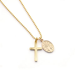 VIRGEN MILAGROSA CON CRUZ - cadena medalla y cruz