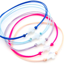 PACK de 5 pulseras Cruz nácar