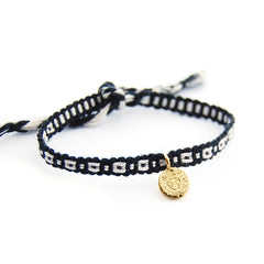 DETENTE MINI DOR - pulsera medalla dorada 8mm con hilo