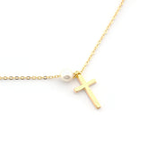 ALBA - collar cruz con perla cultivada