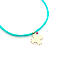 NOA DOR - collar cruz dorada 22mm