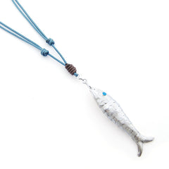NUBA - collar plata pez con algodón