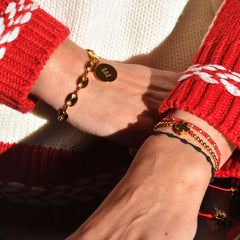 PATI - pulsera calabrote personalizable medalla dorada 17mm