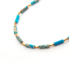 DUNA - collar dorado piedras turquesas