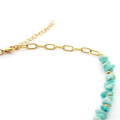 OASIS - collar dorado piedras turquesas y eslabones