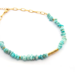 OASIS - collar dorado piedras turquesas y eslabones