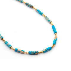 DUNA - collar dorado piedras turquesas