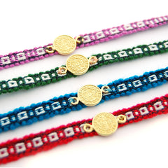 SAN BENITO - pulsera medalla dorada 9mm de hilo - 📣 EXCLUSIVO ONLINE