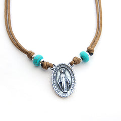 VIRGEN MILAGROSA - collar piedras naturales 20x30mm