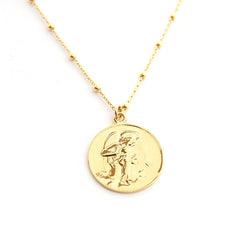ÁNGEL DE LA GUARDA DOR - collar personalizable medalla dorada 20mm