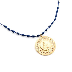 VIRGEN DEL PILAR - collar medalla dorada 30mm con nuditos