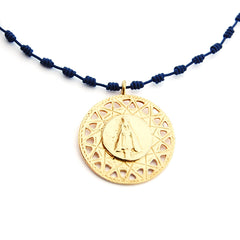 VIRGEN DEL PILAR - collar medalla dorada 30mm con nuditos