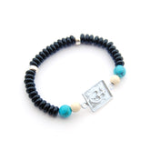 DETENTE - pulsera personalizable plata piedras negras