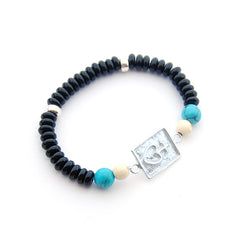 DETENTE - pulsera personalizable plata piedras negras