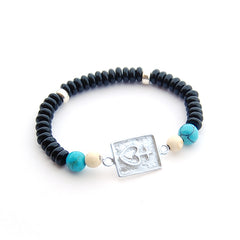 DETENTE - pulsera personalizable plata piedras negras