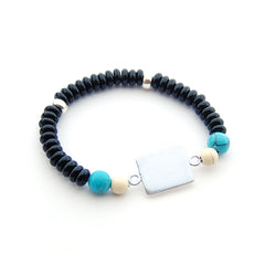 DETENTE - pulsera personalizable plata piedras negras