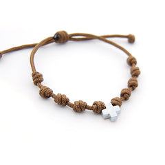 VIA - ROSARY silver cross bracelet