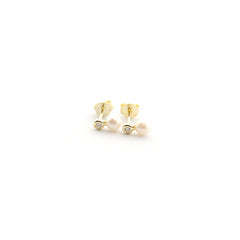 YOU AND ME - pearl and zirconia earrings 6x9mm