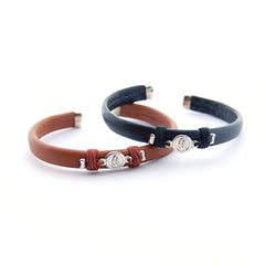 Escapulario CARMELO - pulsera rígida cuero medalla de plata 8mm