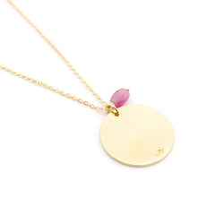 ARDEN PIEDRA - collar personalizable medalla dorada 26mm con piedra