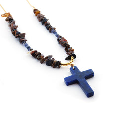 NOVIS - collar piedras cruz 32X43mm