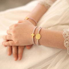 DAN DOR ELASTIC - Gold customizable cross bracelet 10x13mm