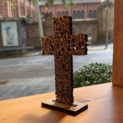 Our Father Cross made of wood - Tabletop