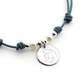 VIRGEN RAYITAS - collar medalla plata 21mm con cuero