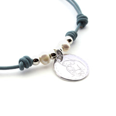 VIRGEN RAYITAS - collar medalla plata 21mm con cuero