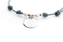 VIRGEN RAYITAS - collar medalla plata 21mm con cuero