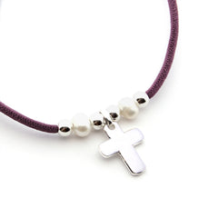 PÍA PERLAS - customizable silver cross necklace 17x20mm