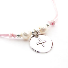 ANGEL BREAD PEARLS - customizable necklace cross silver relief 16mm