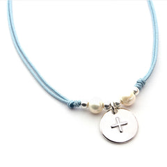 ANGEL BREAD PEARLS - customizable necklace cross silver relief 16mm